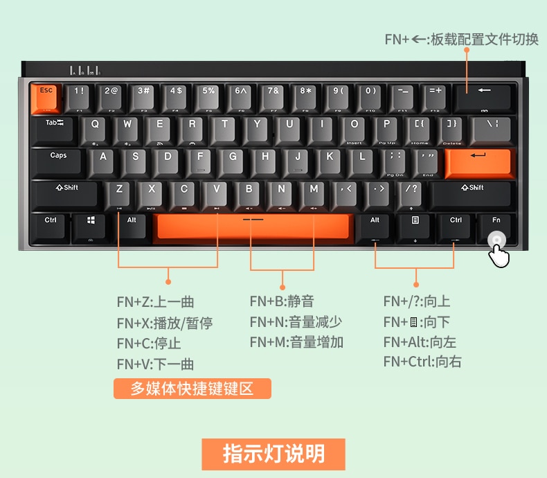 DURGOD K330W Wireless bluetooth three-mode gaming mechanical keyboard 61 keys without backlight cherry switch
